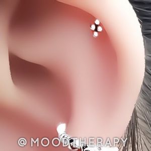 1PC 925 Sterling Silver Quad Bead Stud Earring Cartilage Upper Ear Hex Piercing